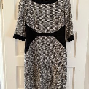 Chic Black and White Patterned Dress by David Meister